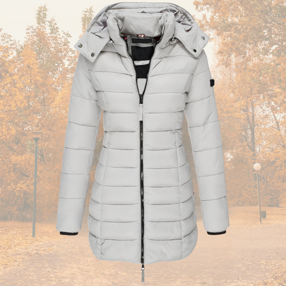 Drawstring Hooded Quilted Coat