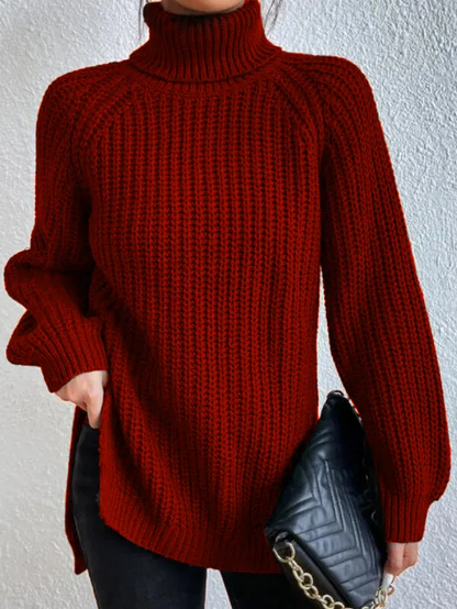 High-Neck Side-Slit Jumper