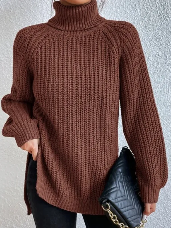 High-Neck Side-Slit Jumper