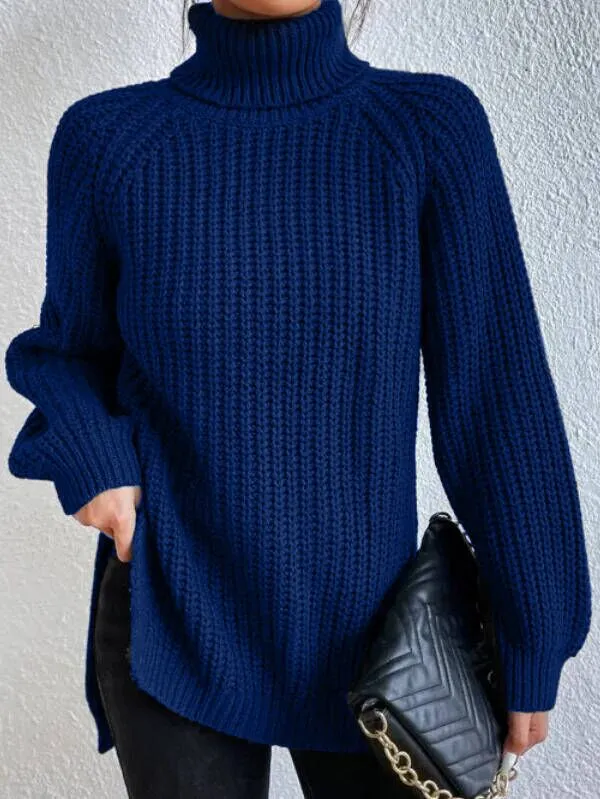 High-Neck Side-Slit Jumper