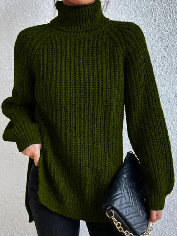 High-Neck Side-Slit Jumper