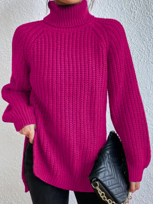 High-Neck Side-Slit Jumper