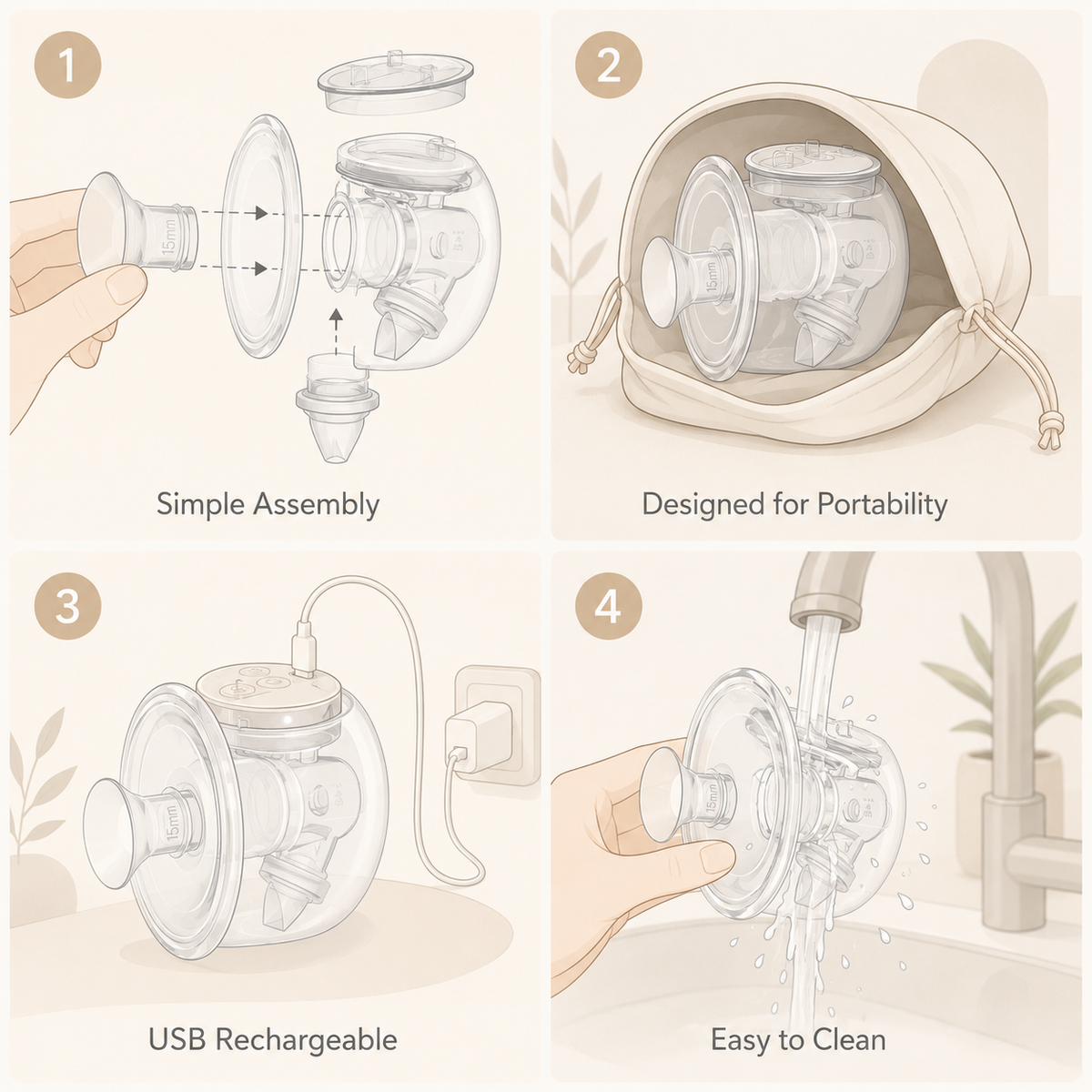 Mona Breast Pump Replacement Parts Kit