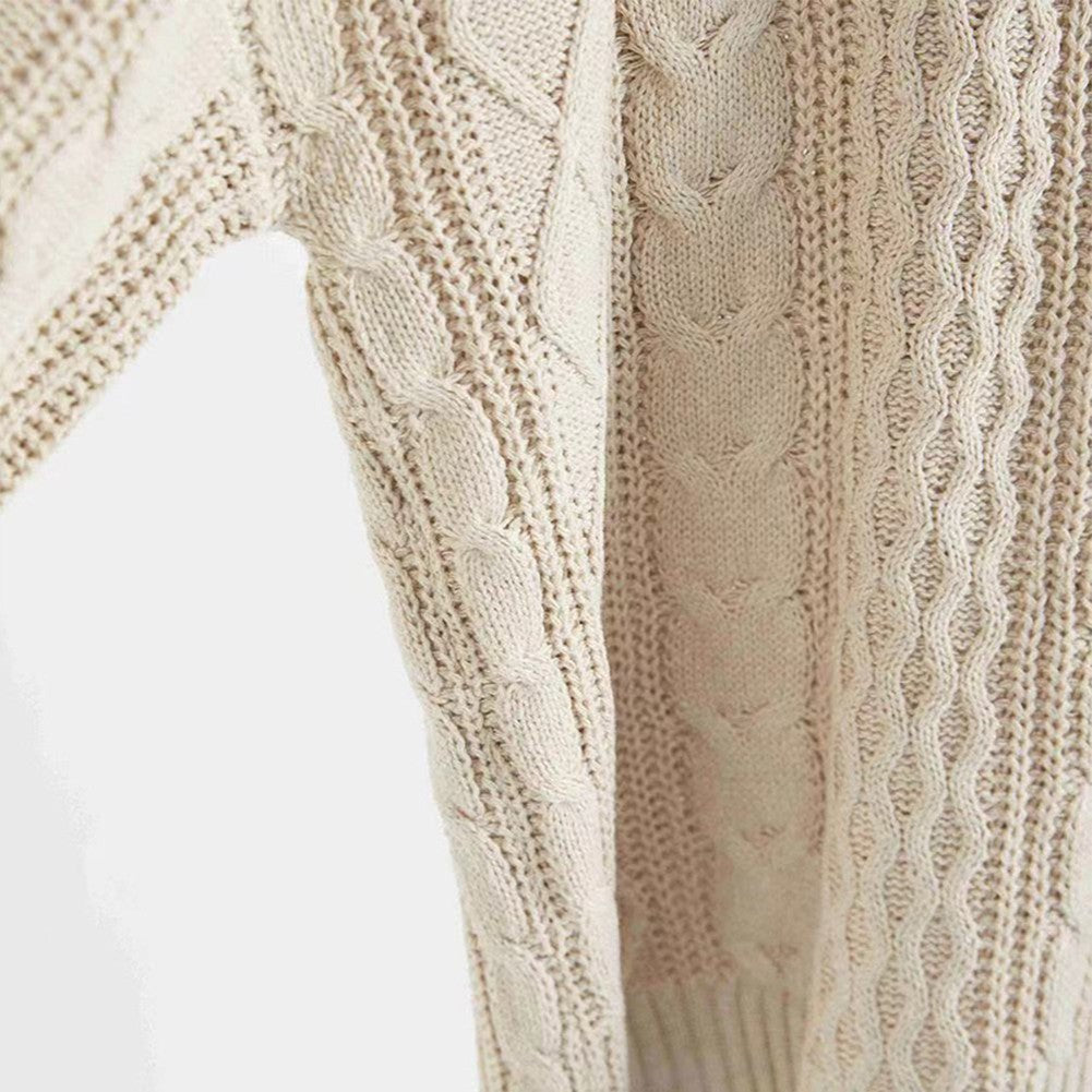 Cable-Knit V-Neck Knit Top