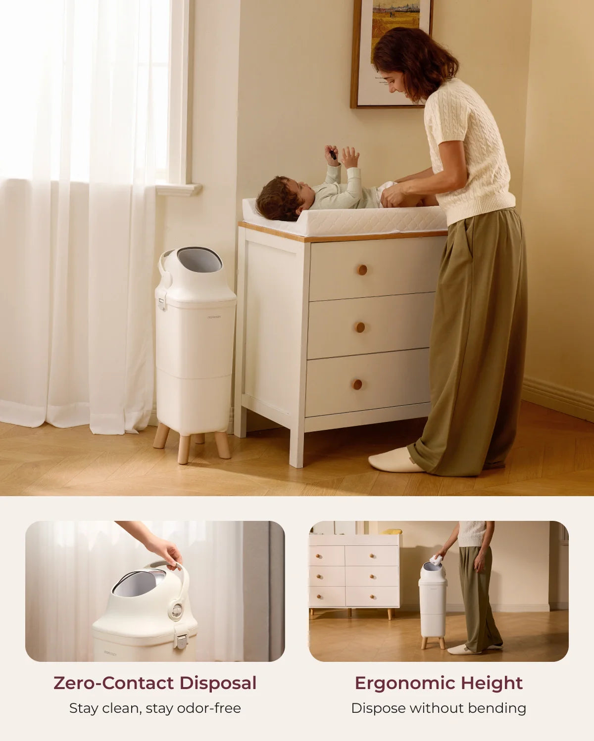 Sophia Triple Seal Diaper Pail Odor Control Baby Diaper Bin
